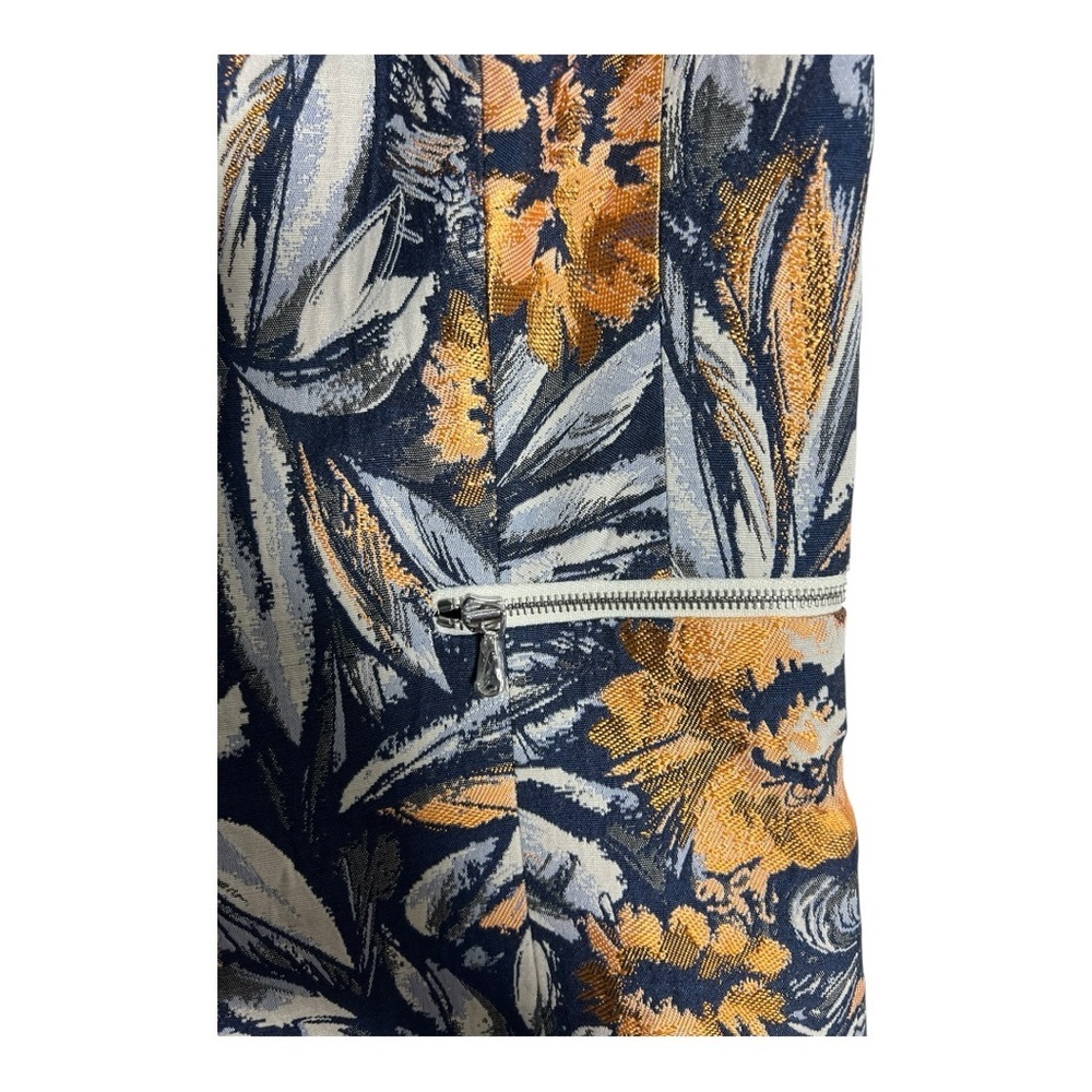 Dennis Morroto Floral Midi Dress in Navy and Gold - Designer - Size 10 - Picture 4 of 5